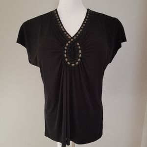 Mercer Street Beaded Short Sleeve Blouse